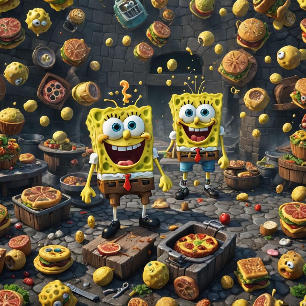 Spongebob Grilled: Detailed Matte Painting