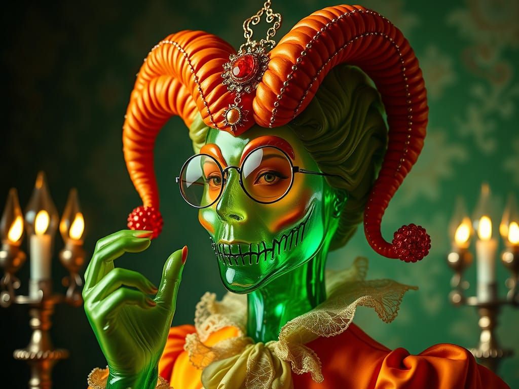 Glass Jester in Qajar Art Style