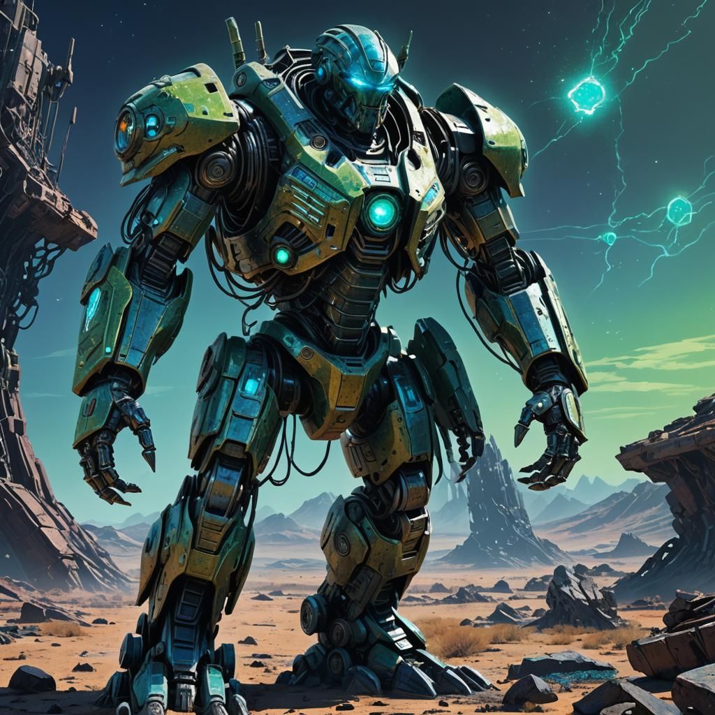 Monstrous Space Robot Concept Art in Sci-Fi Style