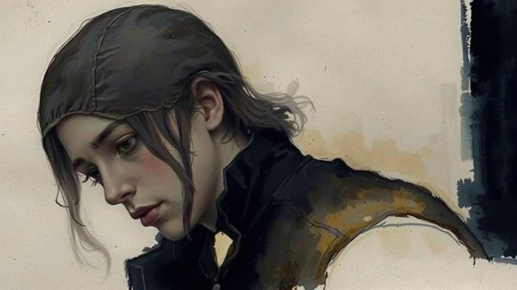 Worn Leather Armchair in India Ink and Watercolor