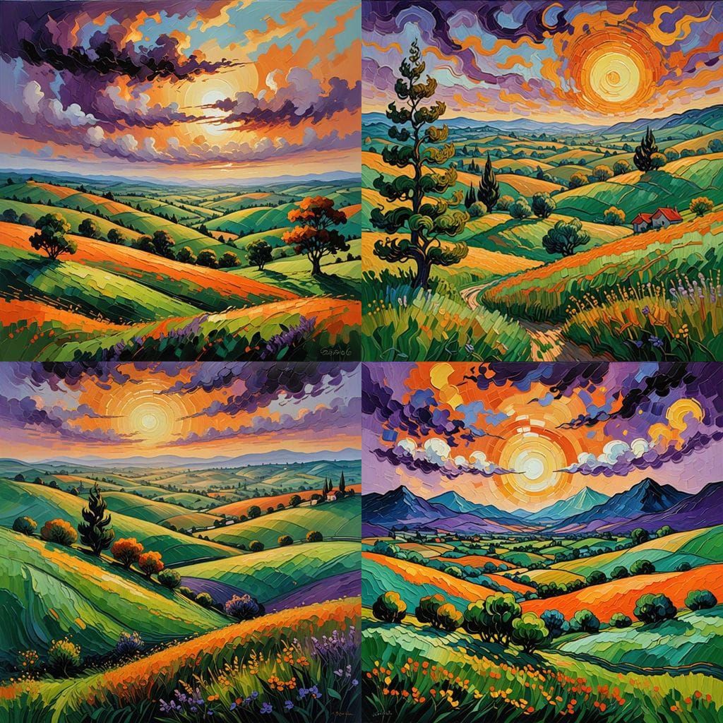 Abstract Landscape in Impasto Oil Painting Style