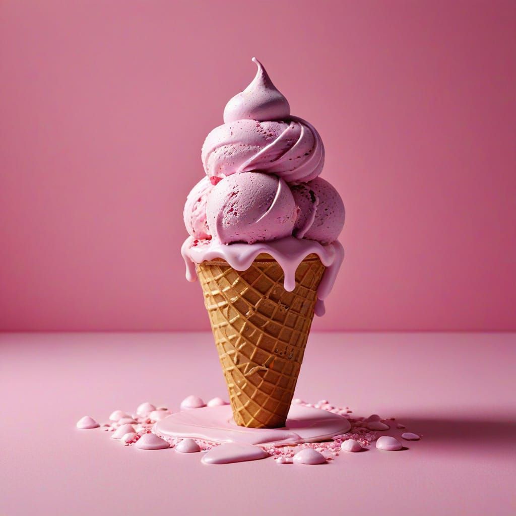 Delightful Pink Still Life of Fancy Ice Cream