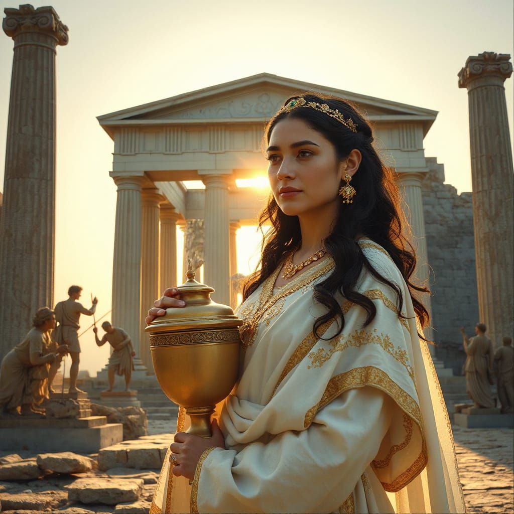 Artemisia II Queen Before Mausoleum, Mythic Realism Painting