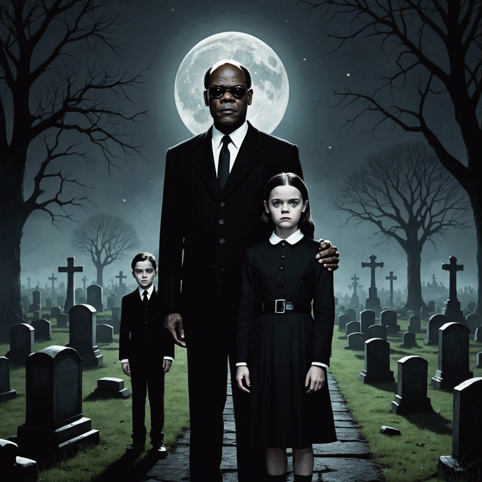 Men in Black Meets Wednesday Addams at Night