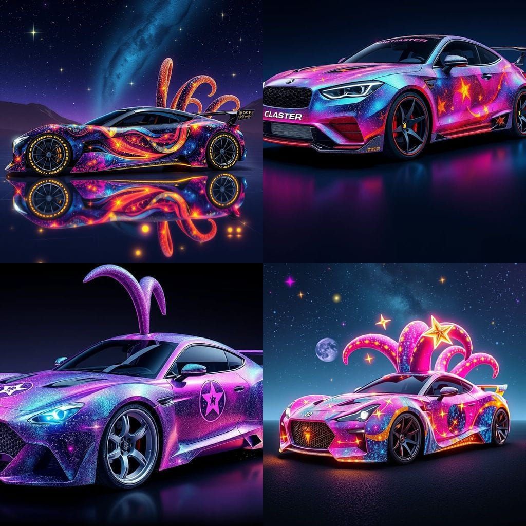 Dinka Jester Car Shines with Galaxy Paint and Neon Stars