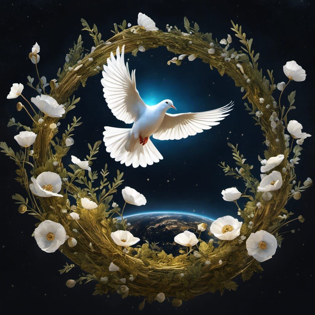 Dove of Peace with Earth and Poppies
