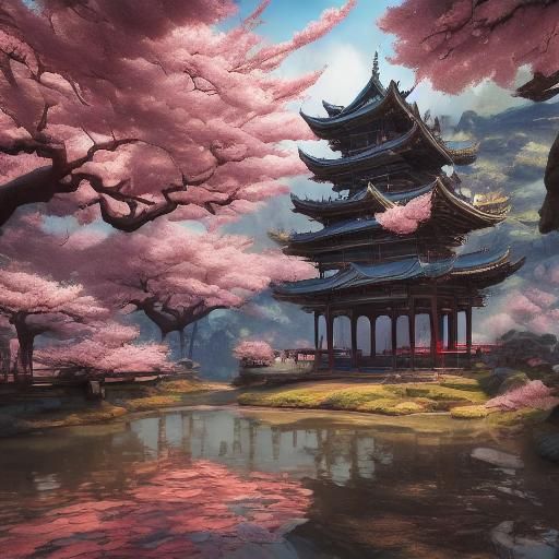<lora:Eastern:1.0> Cherry blossom tree