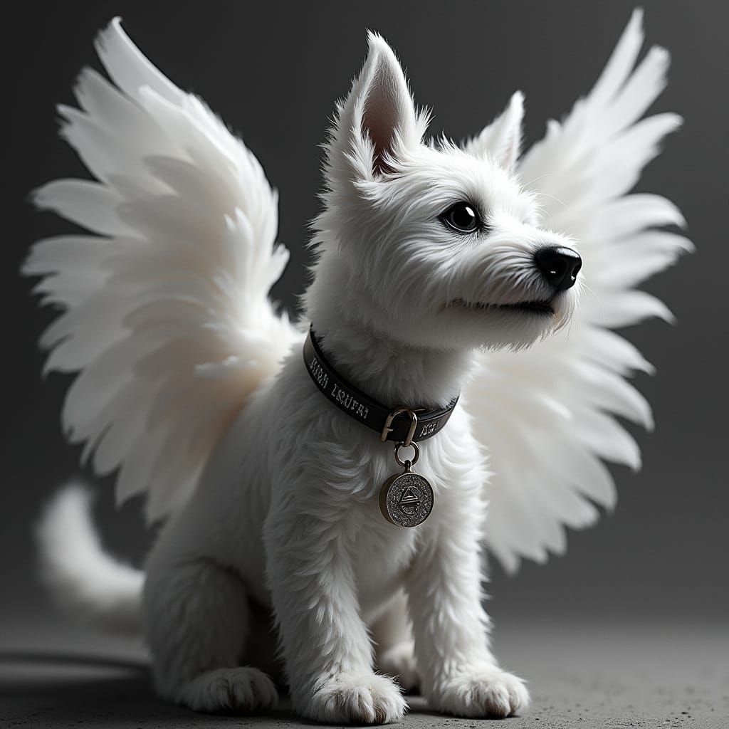Dog with Wings in Fantasy Art Style