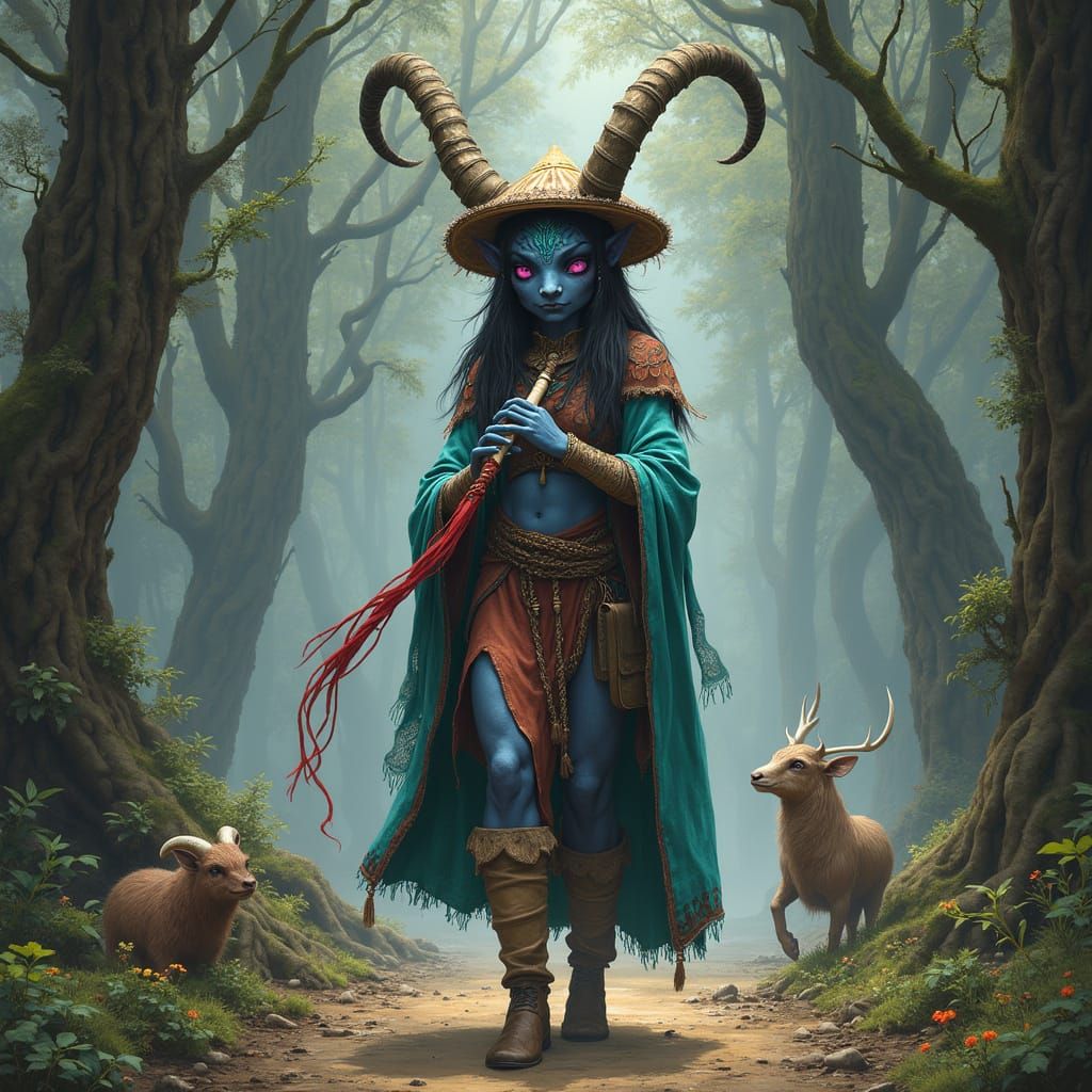 Ethereal Xaela Au Ra in Whimsical Forest Setting
