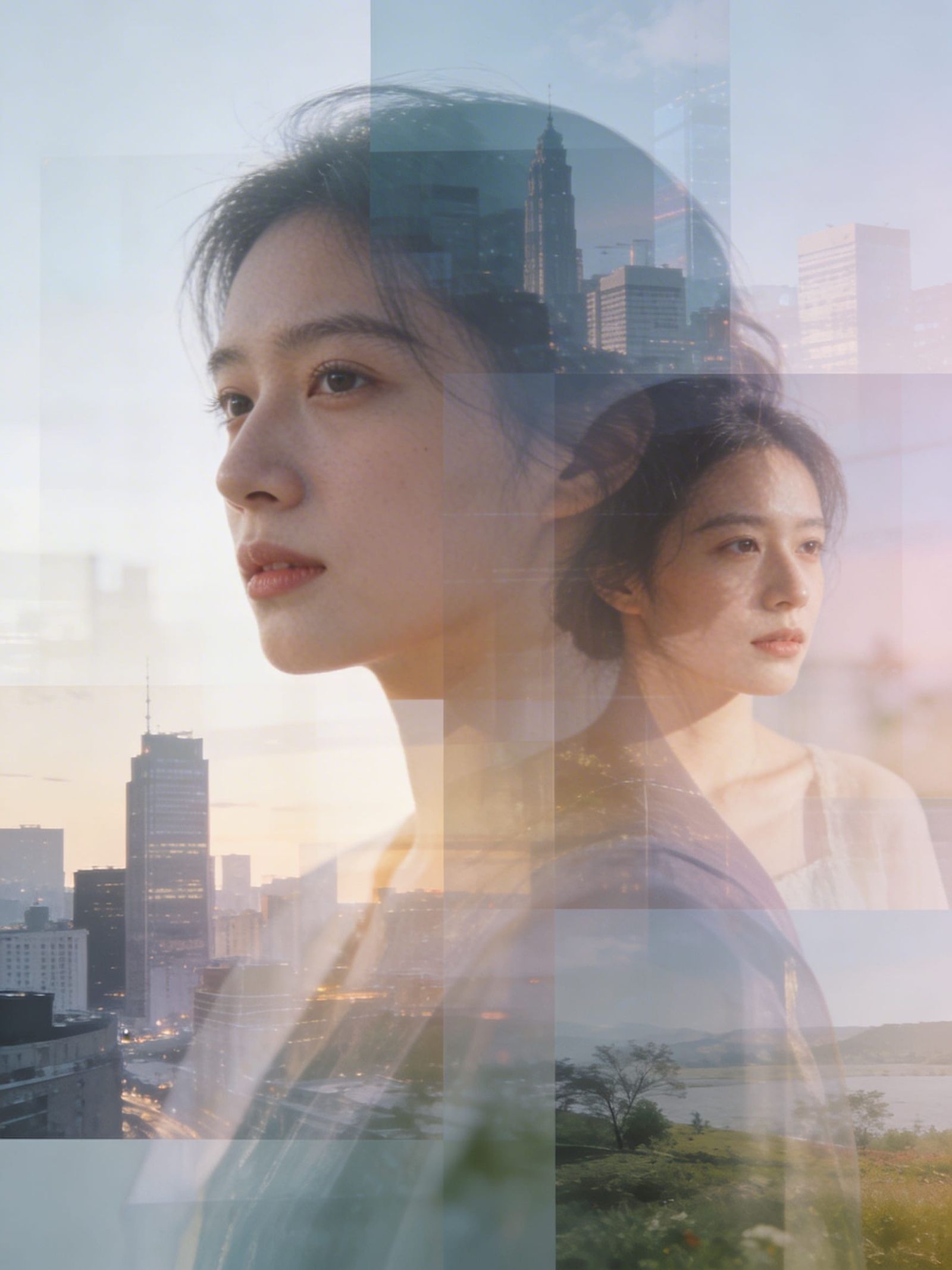 Overlapping Transparent Photographs Abstract Art