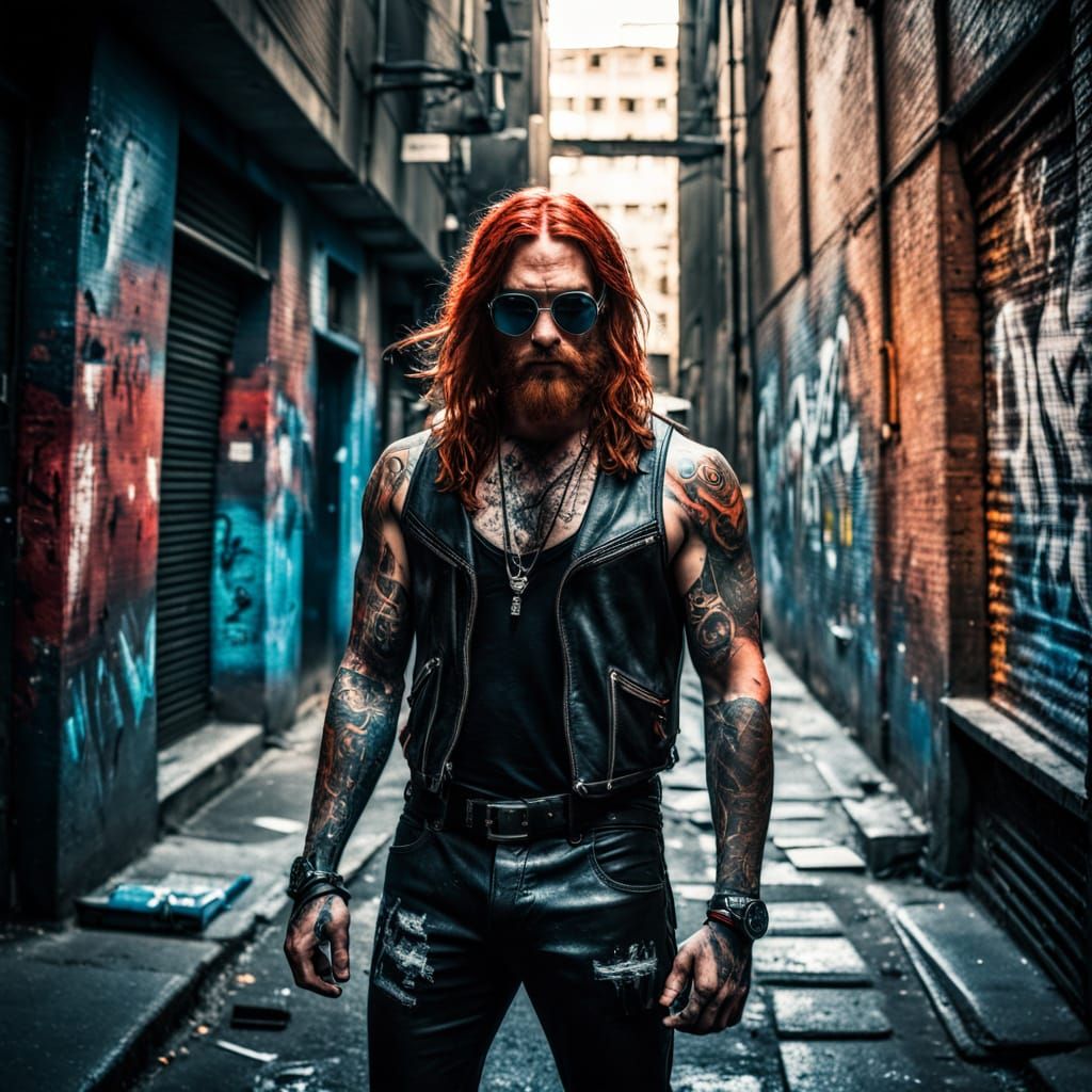 Gritty Urban Warrior in Silver Mirrored Shades