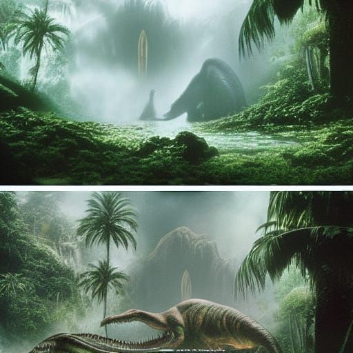 Epic Cinematic Jurassic Landscape Digital Matte Painting