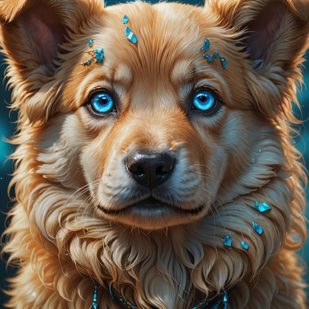 Golden Puppy Portrait in Fantasy Concept Art