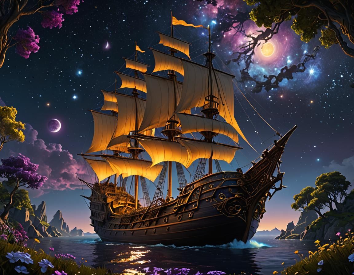 Living Tree Ship Flies Through Cosmos