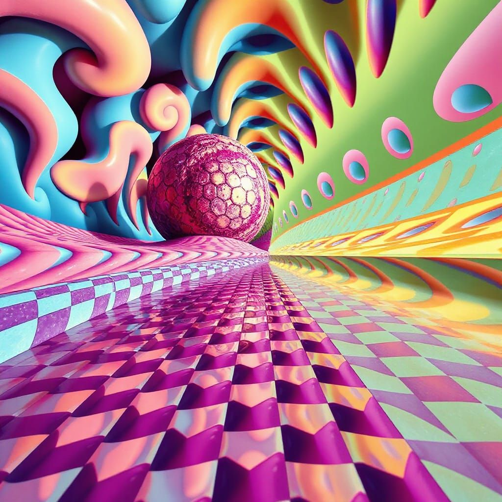 Surreal 3D Optical Illusion Art in Op Art Style