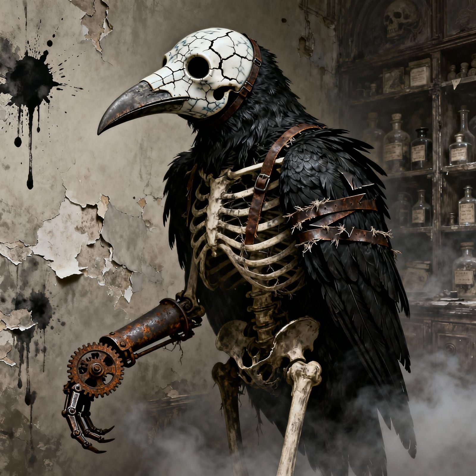 Dark Fantasy Raven Plague Doctor in Digital Painting Style