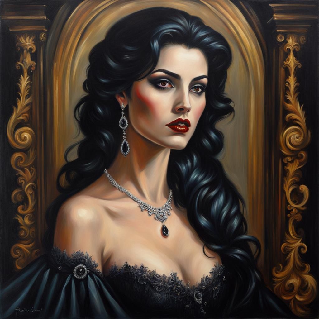 Gothic Oil Painting of an Italian Vampire