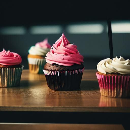 Colorful Cupcakes in Cinematic Film Style