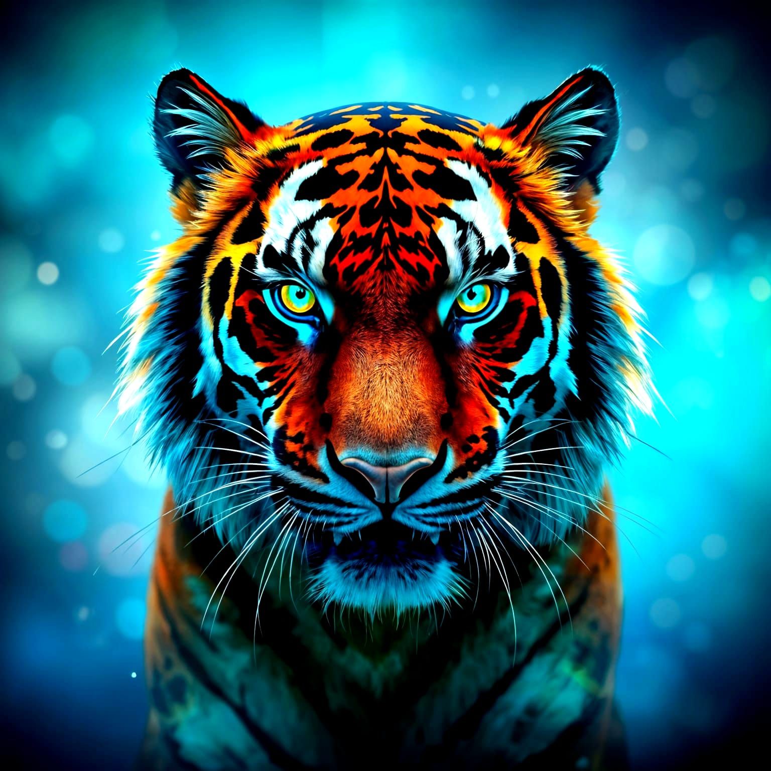 Vibrant Tiger in Modern Surreal Style