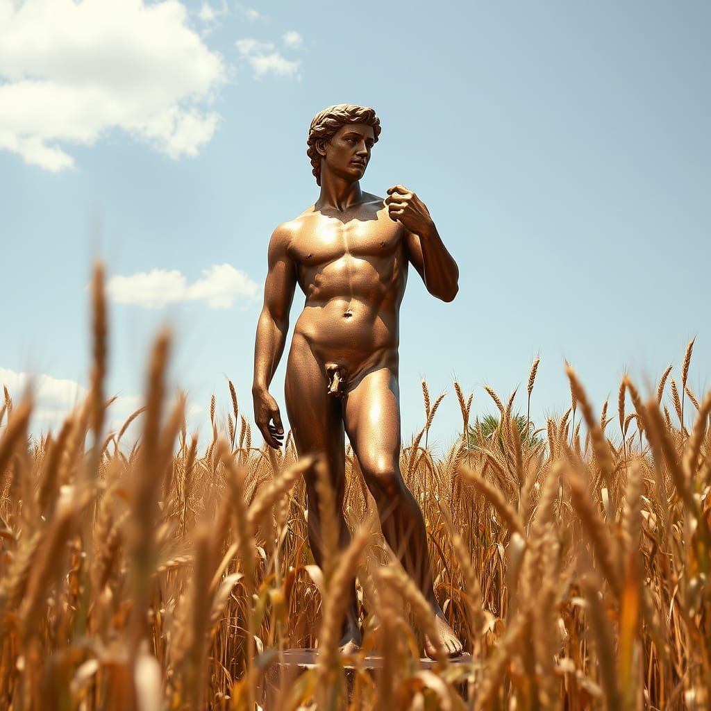 Copper Renaissance Masterpiece in a Golden Wheat Field