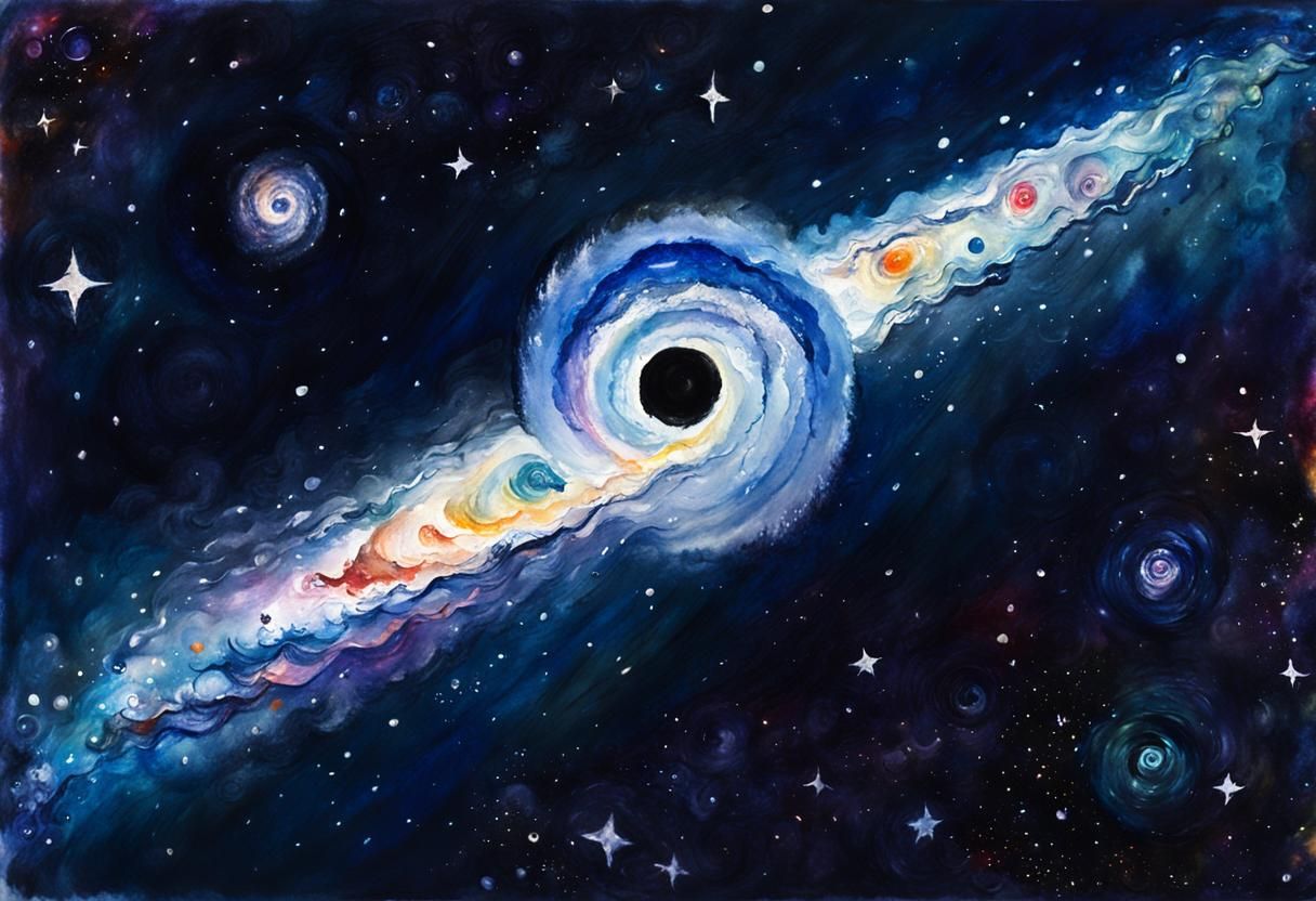 Colorful Spiral Galaxy in Gouache Style