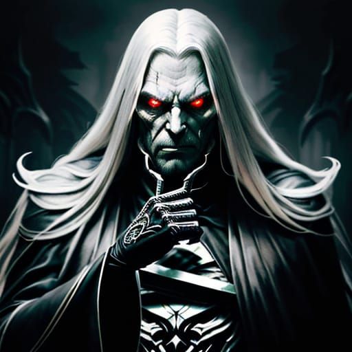 Gothic Villain Emerges from Dark Palace Entrance in Hyperrea...