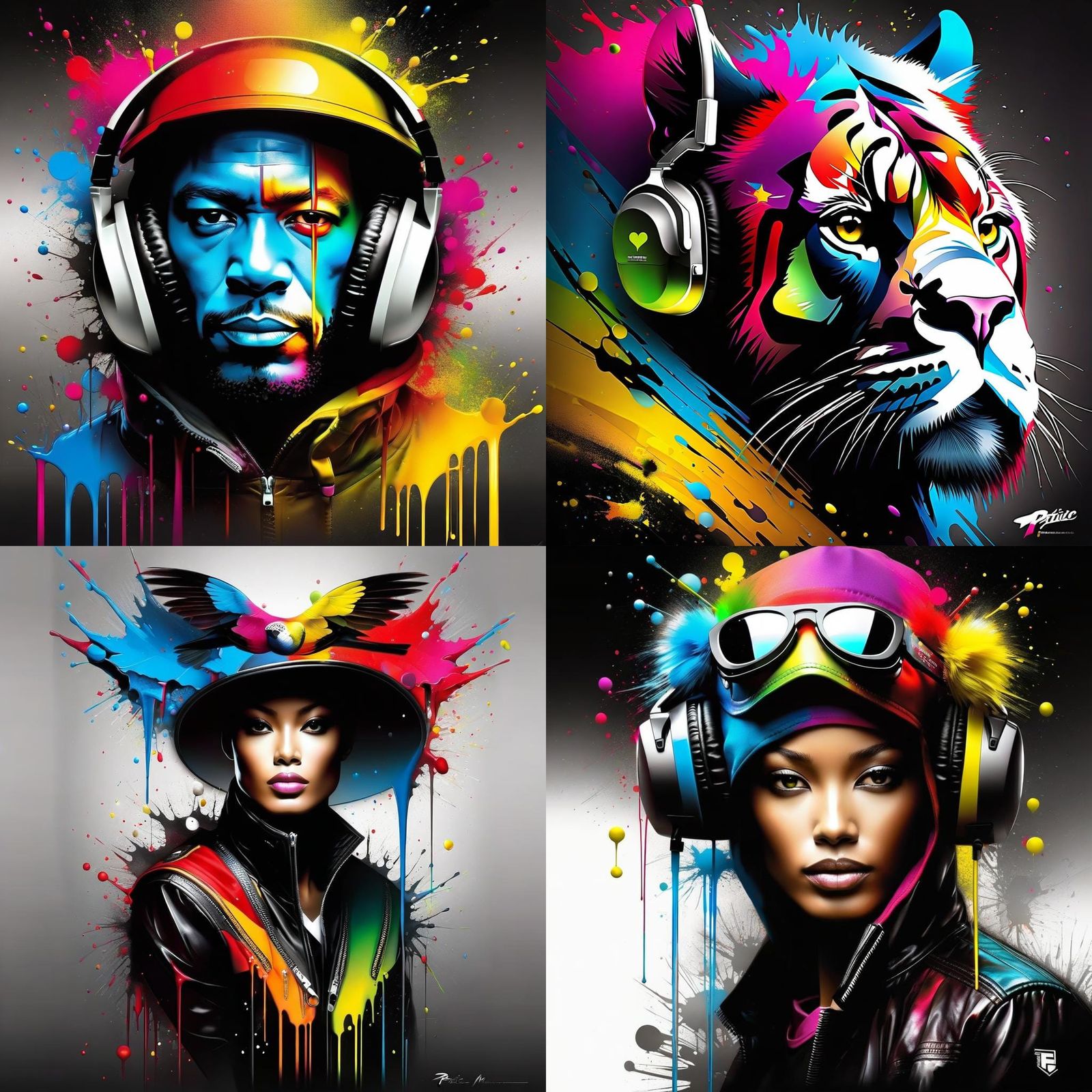 Colorful Abstract Portrait in Mixed Media Style