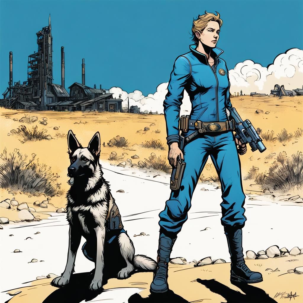 Wanderer and Dogmeat Leave Megaton Behind