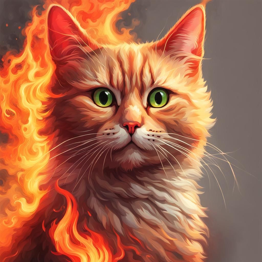 Fiery Feline: A Cat Ablaze