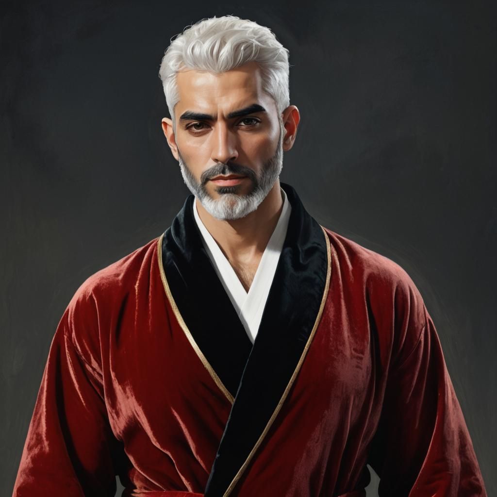 Iranian Man in Velvet Robe, Rembrandt Lighting