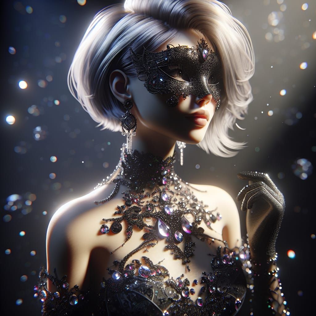 Goth Punk Woman at a Masquerade Ball