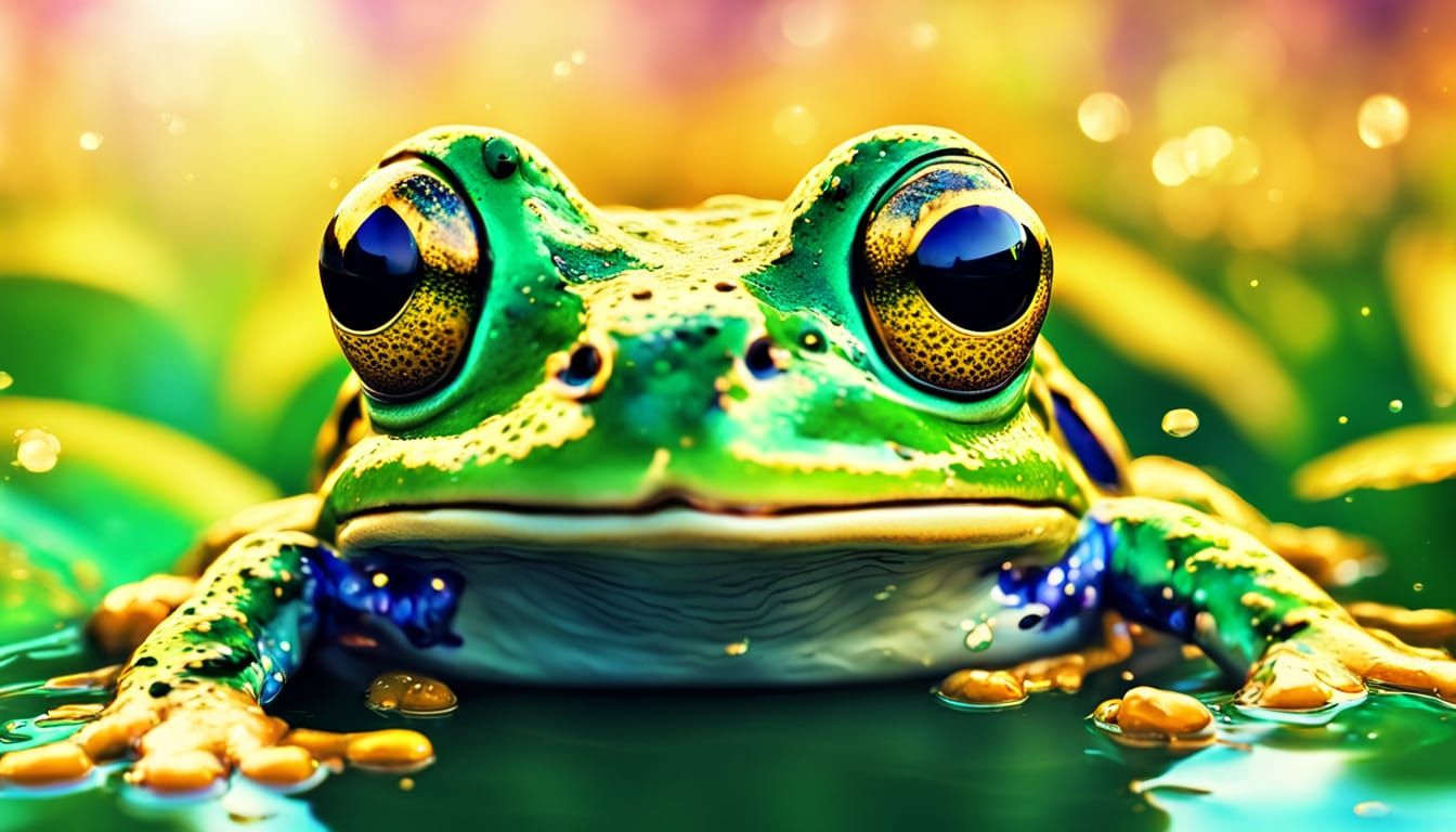 Surprised Frog: Vibrant Digital Art Close-Up