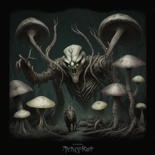 Dark Fantasy Creature Emerges from Dwemer Ruin