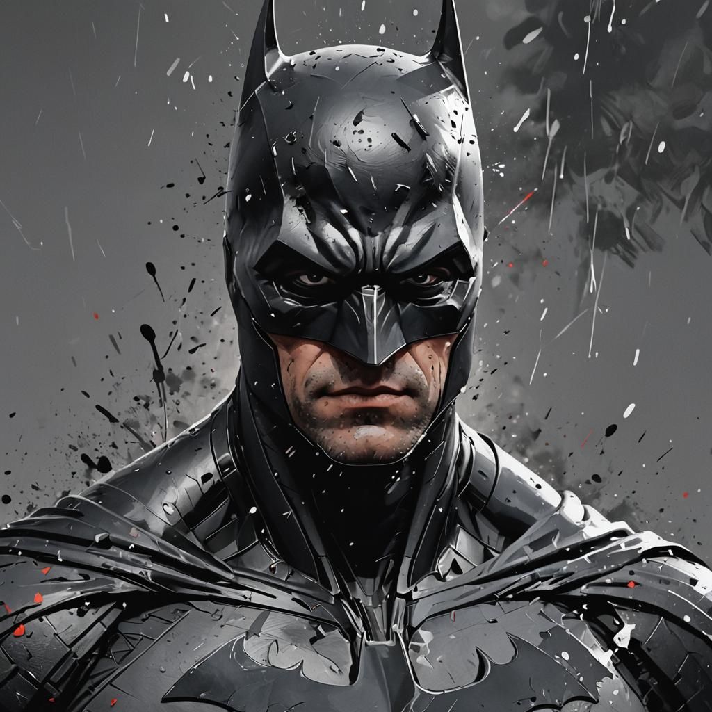 Epic Batman Portrait with Paint Splatter Effects