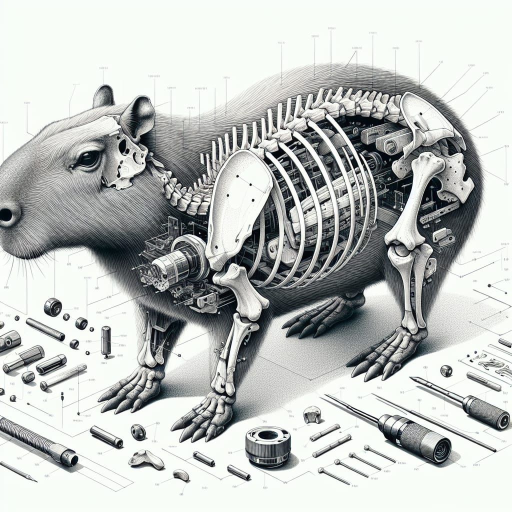 Capybara Anatomy: Detailed Technical Illustration