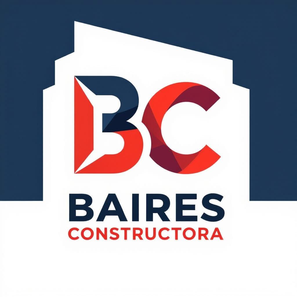 Baires Constructora Logo: Integrated B C in Modern Architect...