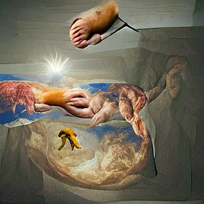 Michelangelo's Creation of Adam: AI Recreation