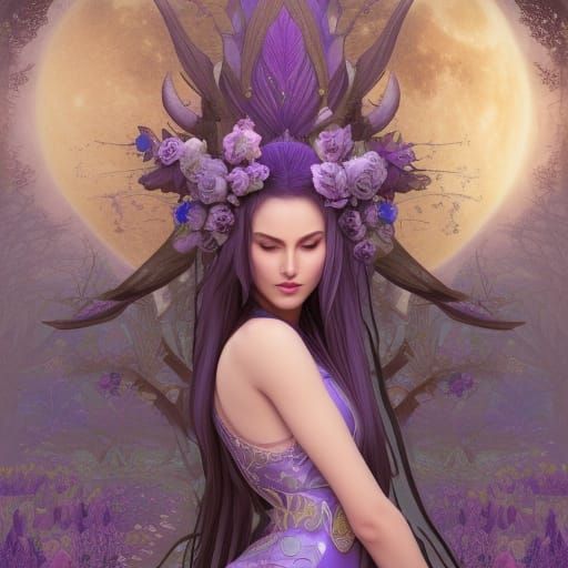 Moon Elf Queen's Garden Palace in Dark Fantasy Style