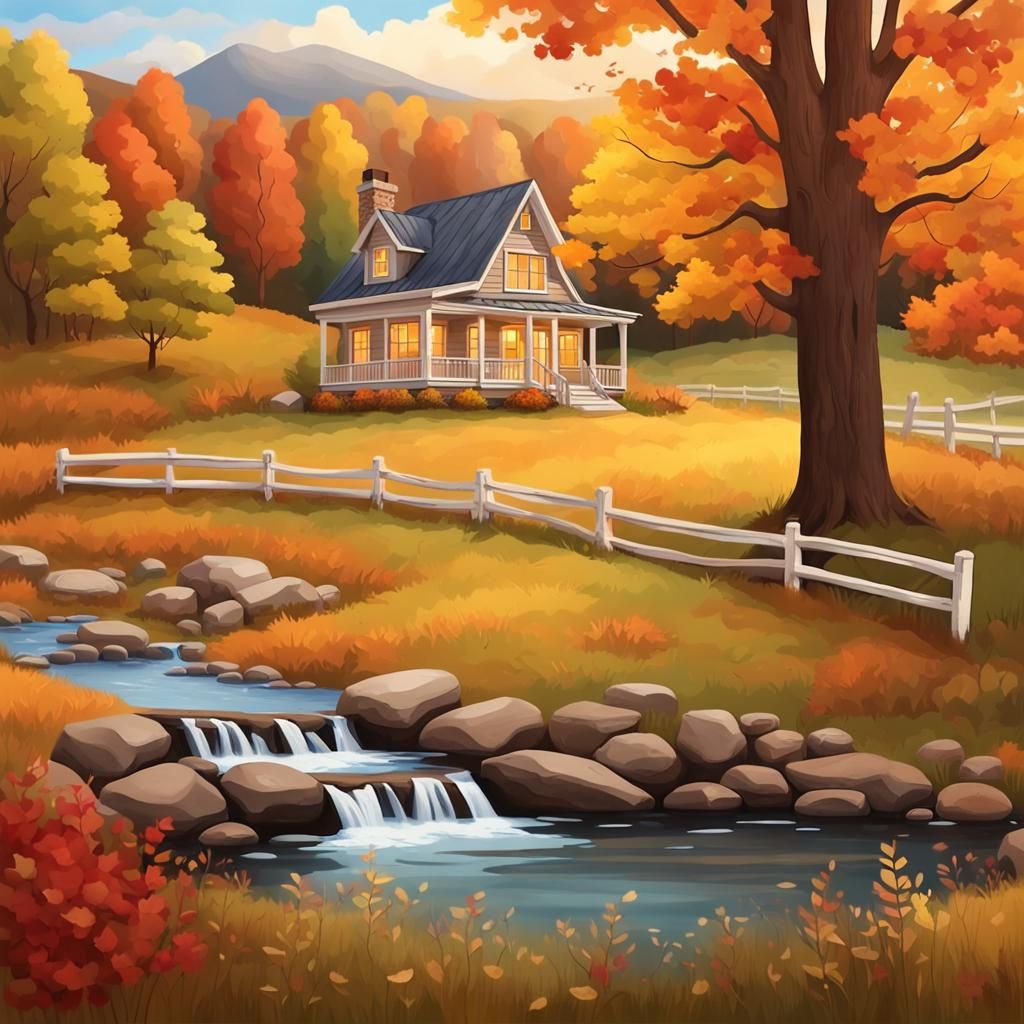 Autumnal Countryside Retreat with Quaint House