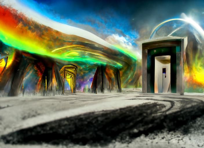 Agartha Entrance: Modern Ink Painting in 8k