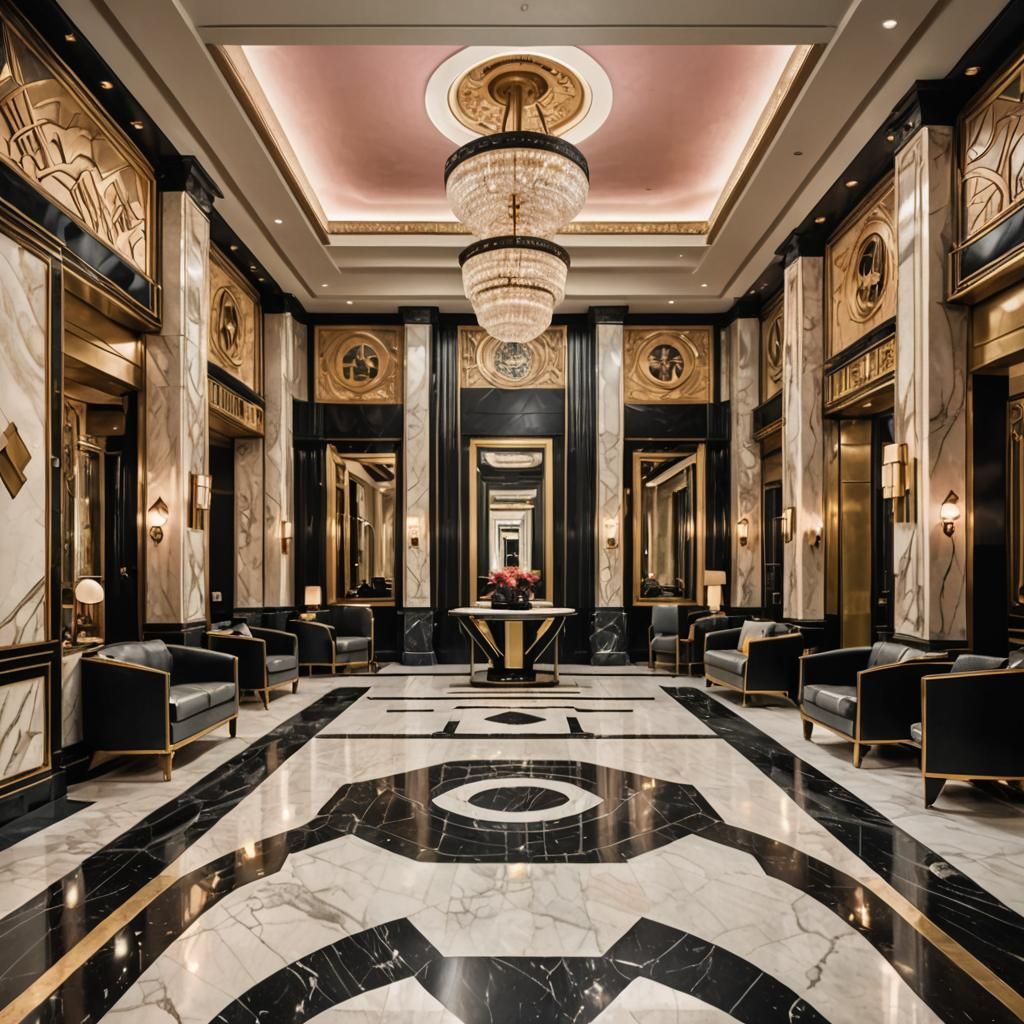 Grand Art Deco Interior with Marble Floors