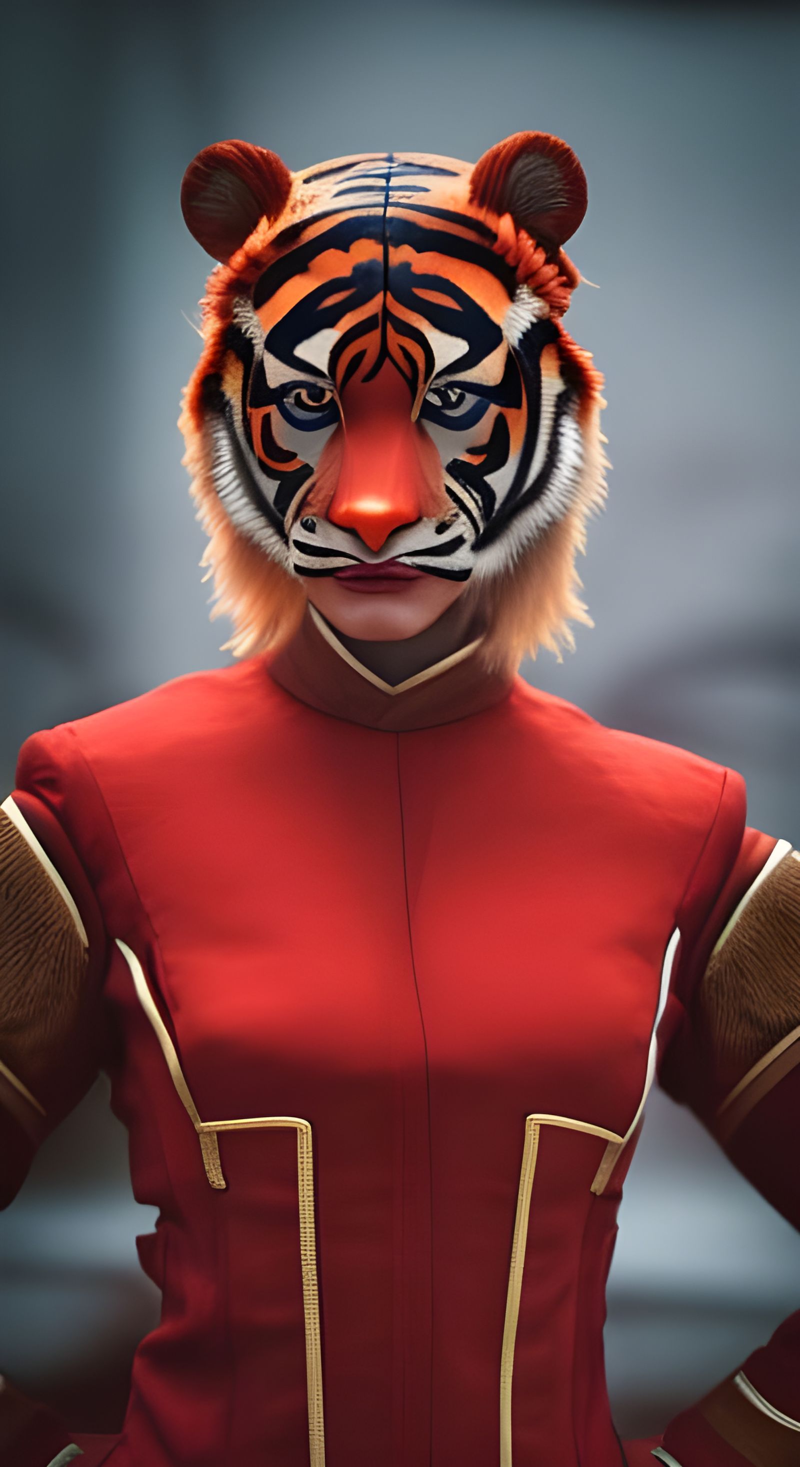 Hyperrealistic Female Tiger in Starfleet Uniform