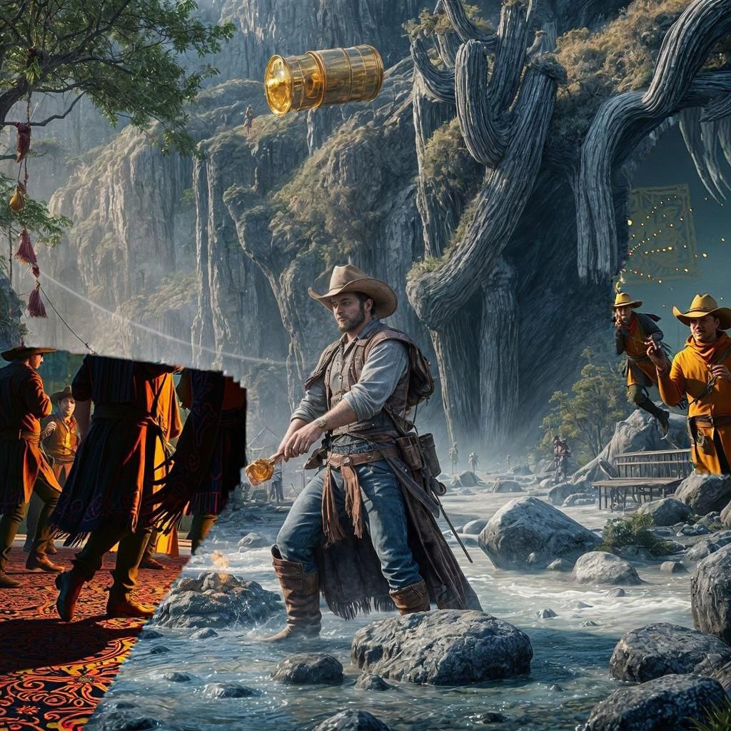 Cowboys Celebrate Gold Find in Detailed Matte Painting