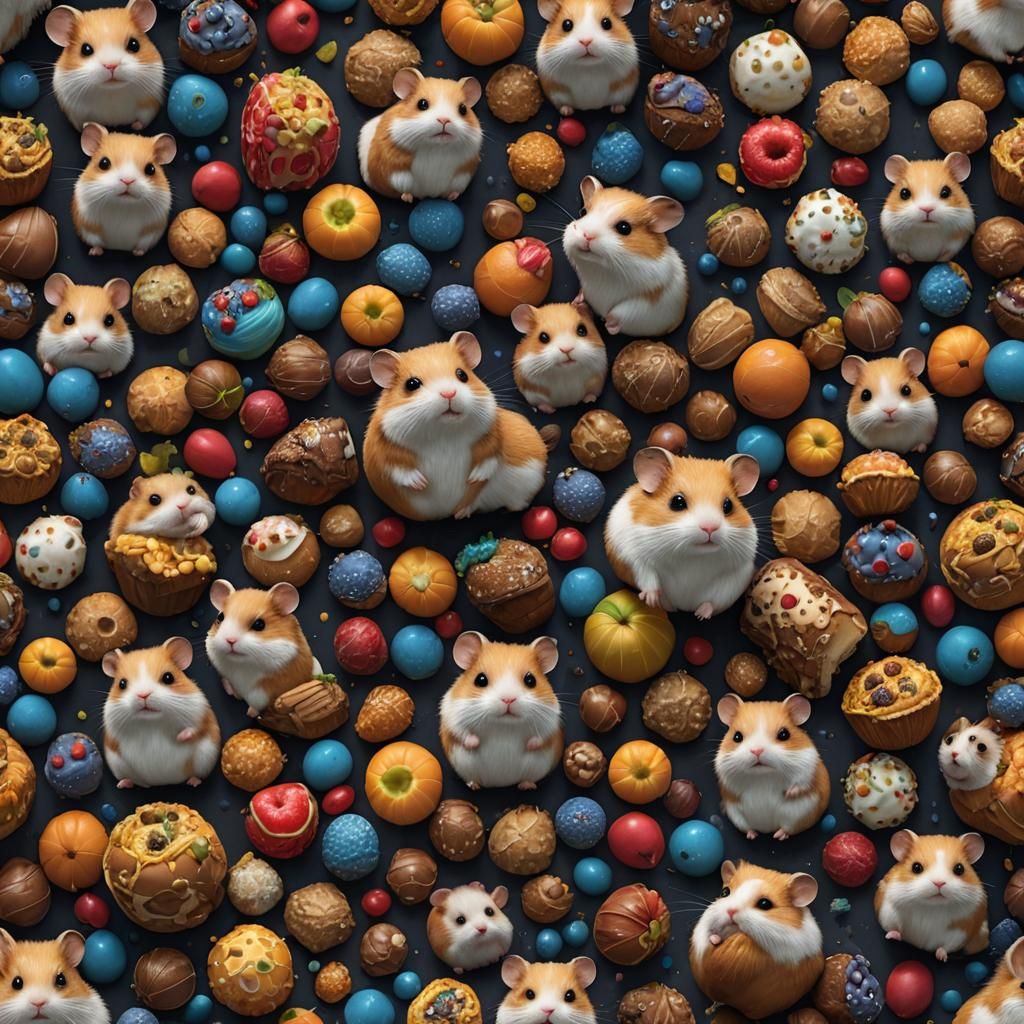 Fantastical Detailed Painting of a Sweet Hamster