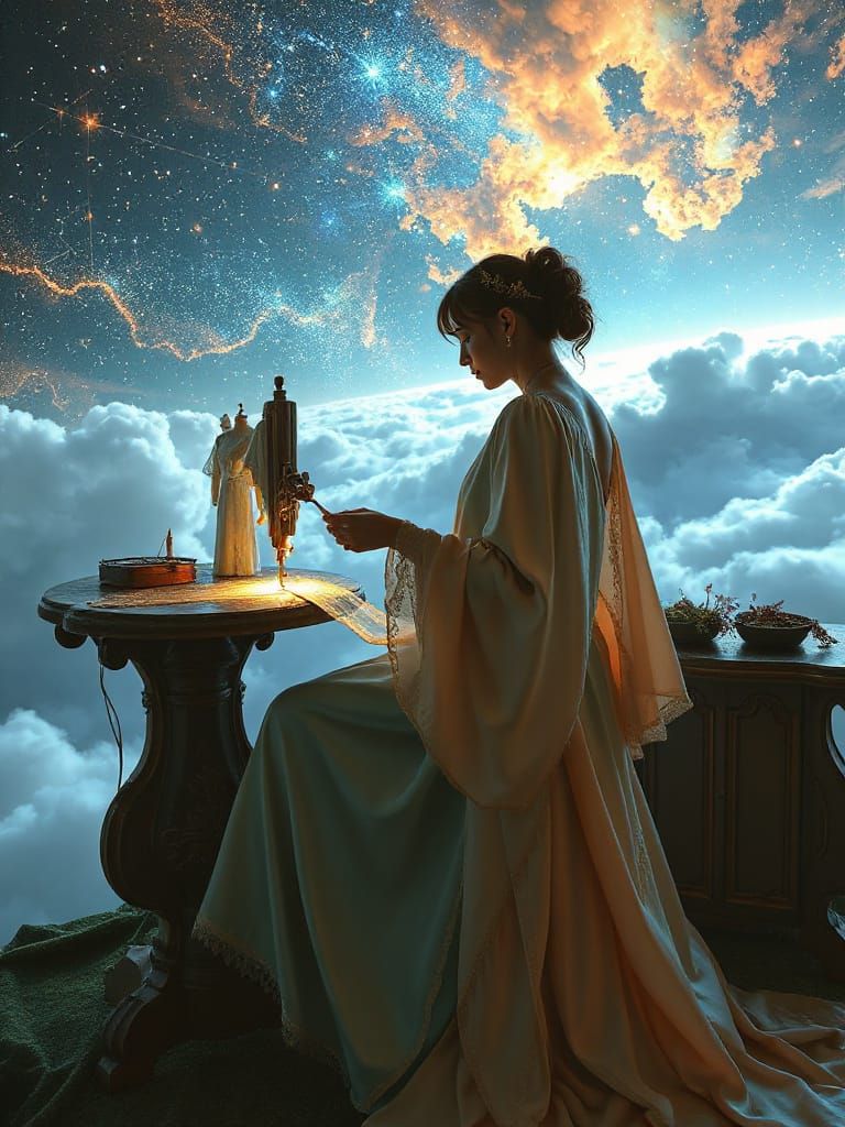 Ethereal Seamstress Atelier in Art Nouveau Style