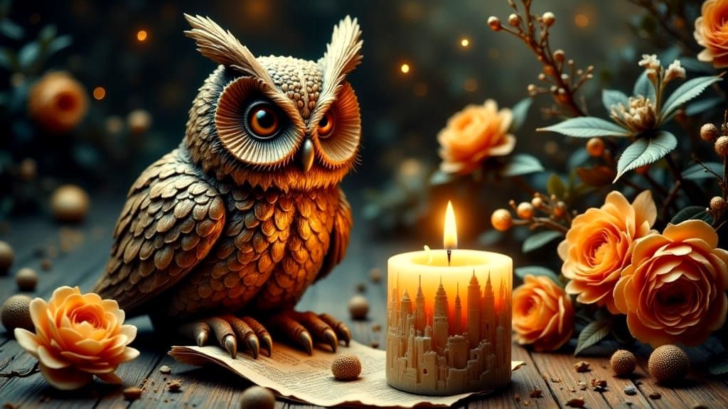 Majestic Owl in Whimsical Setting