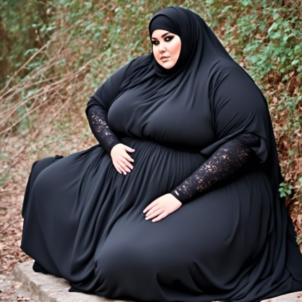 Curvy Woman in Niqab Close-up Portrait