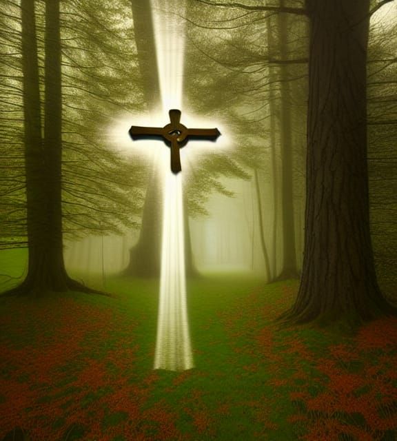 Saint Benedict's Cross in Misty Clearing