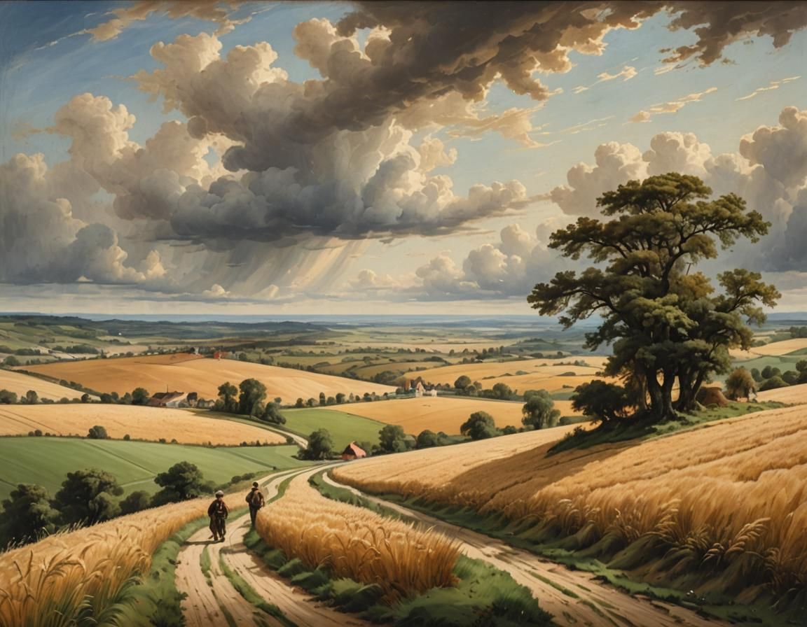 Golden Wheat Field: A Baroque Landscape Painting