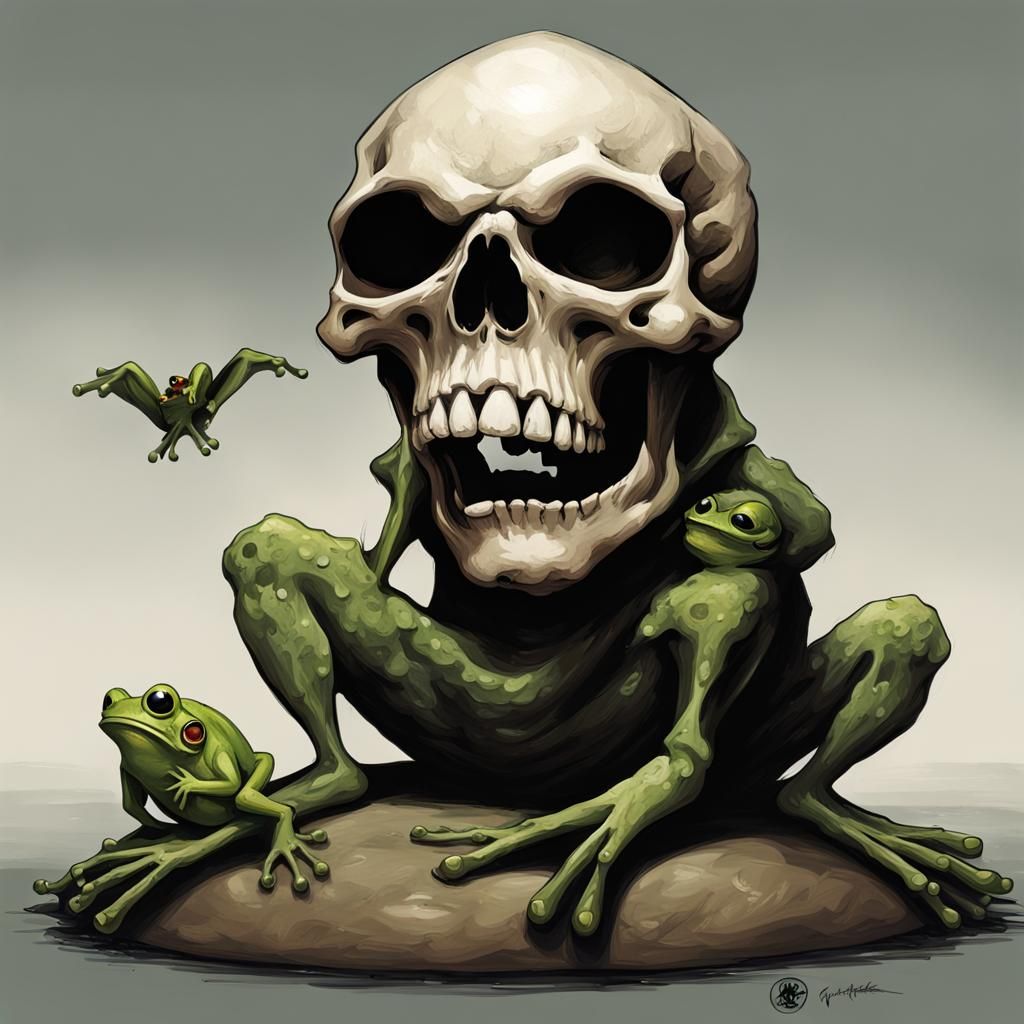 Frog on Skull in Sinister Style